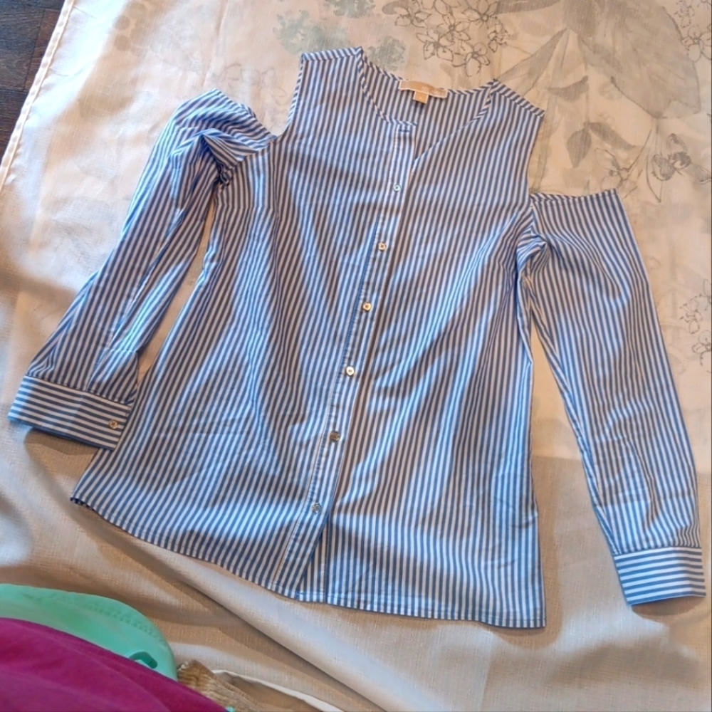 Michael Kors  Blue Striped Women's Top